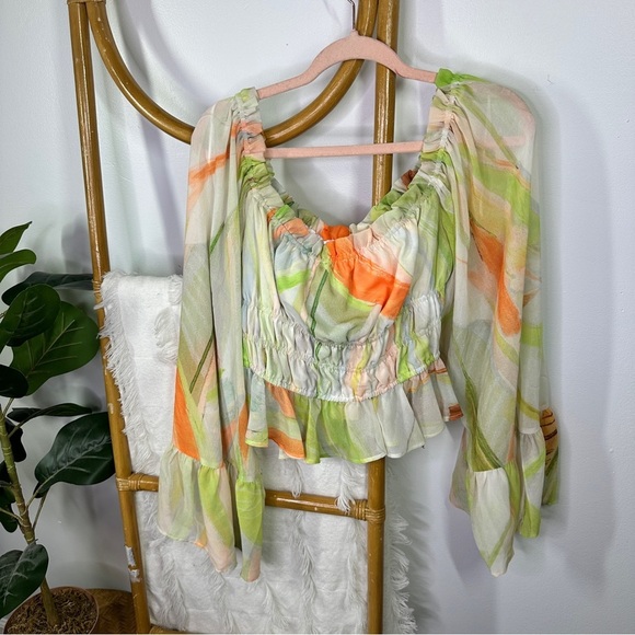 NWT Anthropologie Hutch Ruffle Green Top sz L - Picture 3 of 6